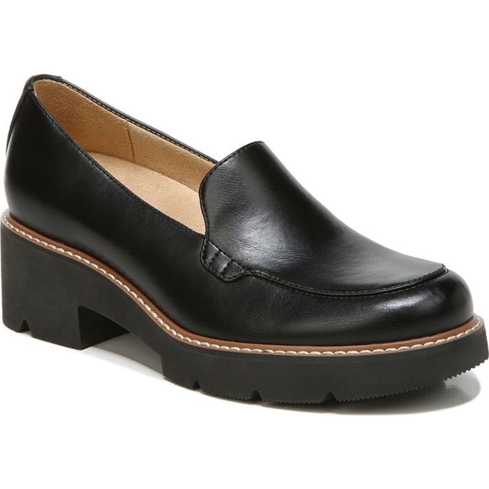 Naturalizer Black Leather Platform Loafers